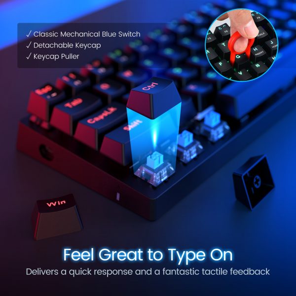 MPOW PC356 60 Wired Mechanical Gaming Keyboard RGB Rainbow Customization Backlit Ergonomic Keyboards for CS FPS 1 - 60 Keyboard