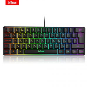 RedThunder 60 Wired Gaming Keyboard RGB Backlit Ultra Compact Mini Keyboard Mechanical Feeling for PC MAC - 60 Keyboard